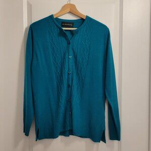 Vintage - La Madona Teal Crew Cable Cardigan - Super Soft